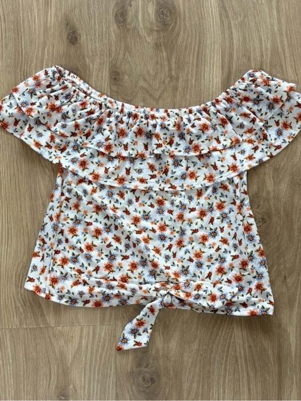 NWT Jolie & Joy Floral Off Shoulder Tie Front Top Size M